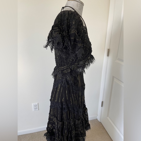 NWOT Free People x Rococo Sand Adana Maxi Dress SZ S Off Shoulder blk/gold - Picture 11 of 12